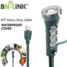 BN-LINK Outdoor 24H Power Strip Programmable Mechanical Timer 6 Grounded Outlets