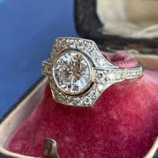 Art Deco Style 2.60 Ct Round Cut Lab-Created Diamond Engagement Ring 925 Silver