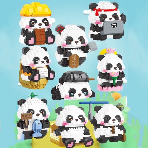 2372PCS Panda Building Blocks Set Creative Animal Model Mini Assembly Bricks