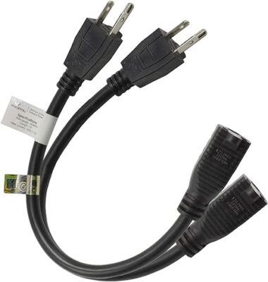 LSP [2-Pack] 1ft Extension Cord Power Cable Adapter Indoor Outdoor UL Listed
