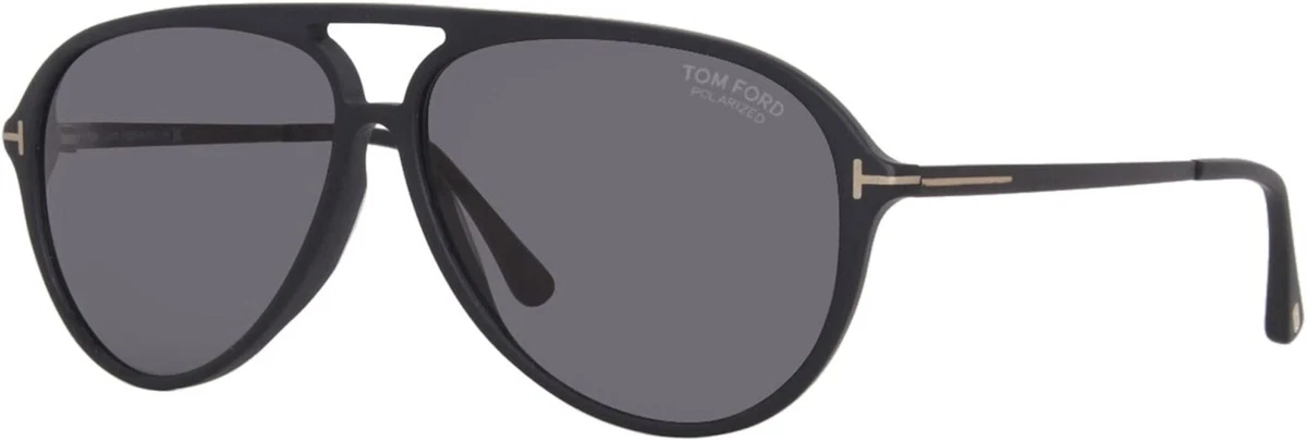 TOM FORD Samson FT0909 02D Matte Black Polarized Smoke 62 mm Men
