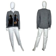 Vintage Peruvian Natives Design Sweater Cardigan in Gray