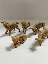 Vintage 5 Nativity Sheep Laying Standing Italy Manger Scene Christmas