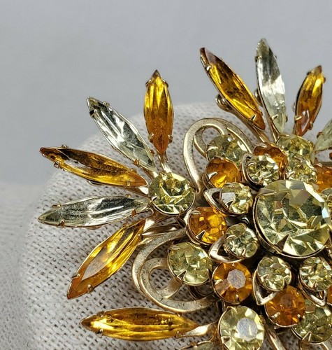 Broche Judy Lee Vintage Tono Dorado Topacio Estrás Conjunto de Prontas Declaración Firmado - Imagen 7 de 9