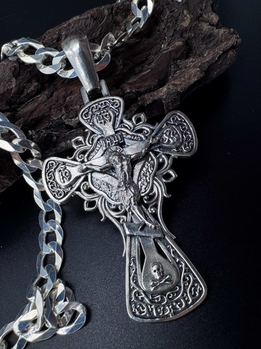 Cruz ortodoxa de Plata Para Hombre Gran Cruz Colgante - Imagen 15 de 24