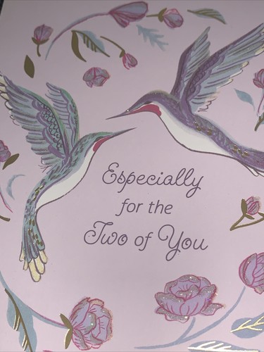 Tarjeta de aniversario Hallmark: Purple Love Birds Hummingbird Best Wishes Always - Imagen 2 de 7