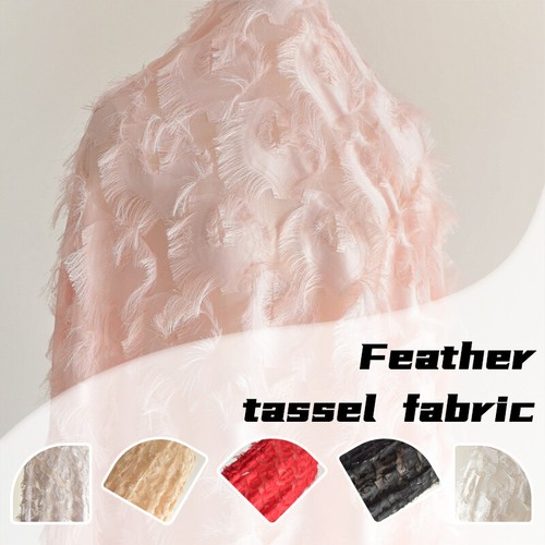 Feather Tassel Lace Fabric Soft Wedding Dress Fabric for Sewing Cloth DIY - Picture 2 of 17