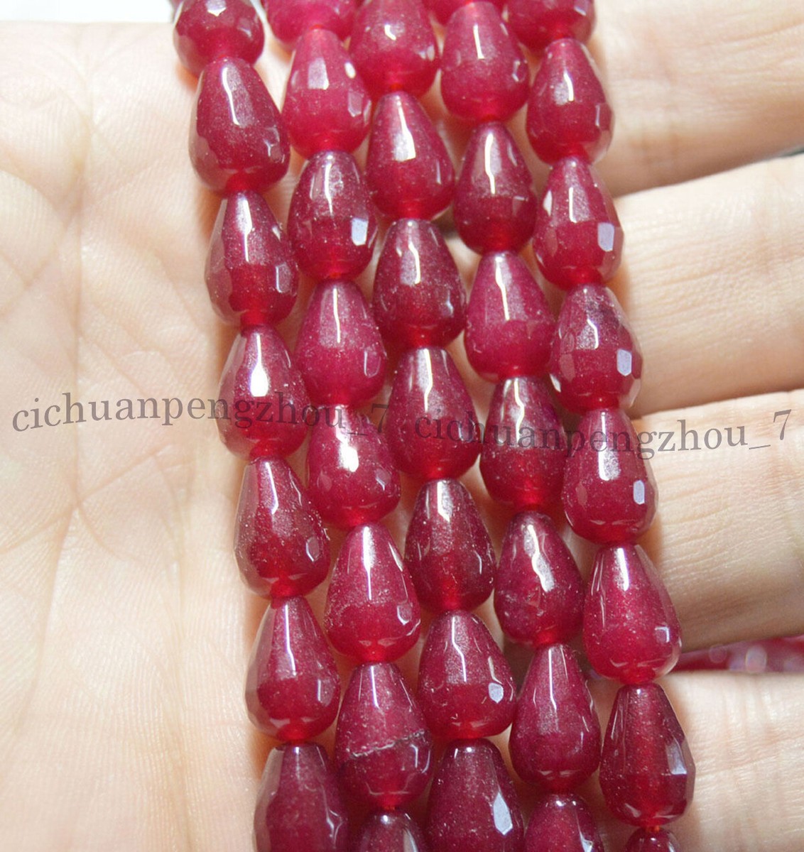 Natural 8x12mm Faceted Red Jade Gemstone Teardrop Loose Beads 15'' Strand