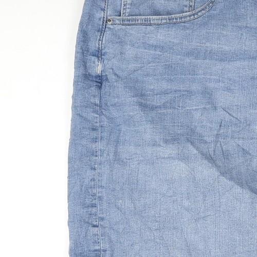 Marks and Spencer Womens Blue Cotton Straight & Pencil Skirt Size 26 Zip - Picture 7 of 10