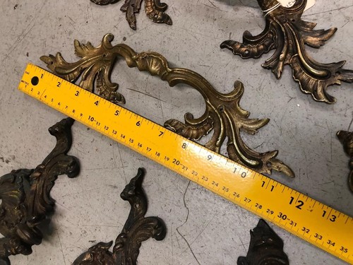 Hand Made Antique Brass Drawer Cabinet Handles Pulls Lot of 9 - Picture 4 of 12