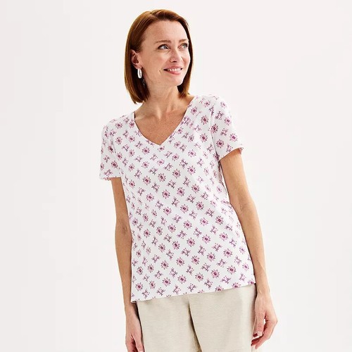 Women's Croft & Barrow® Essential V-Neck Tee Multi Color M, L, XL - Picture 10 of 21