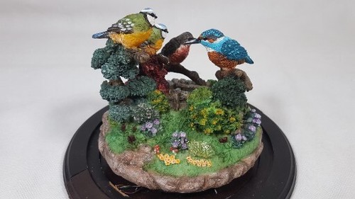 Musical Bird Scene Treasures Of The Morning Bradford Editions Garden Glass Domed - Picture 11 of 22