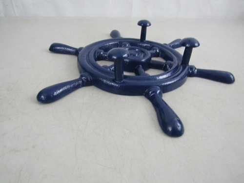 Cast Iron Nautical Ships Boat Wheel 3 Coat/Hat Hooks Wall Mount-11" Diameter - Picture 5 of 10