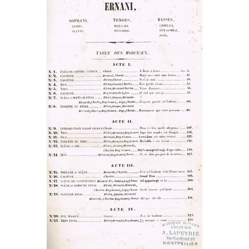 ERNANI de VERDI traduit par Léon ESCUDIER & FLEUR de THÉ Musique Charles LECOCQ - Imagen 3 de 11