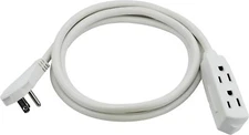 CP 6 ft 14/3 SJT, 3-Outlet Heavy Duty Flat Plug Extension Cord, White, CP10046