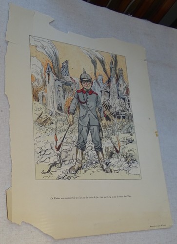 Poor Condition LOUIS MORIN Antique Watercolor Print (WWI ?) - Picture 2 of 6