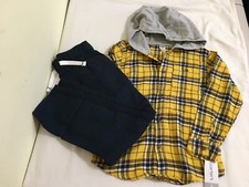 NEW Carter's Boys 2-Pc Button-Front Flannel Hooded Top Canvas Pant Set 6,7,8