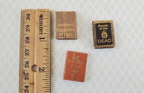 Dollhouse Miniature Books x3 Ancient Egyptian Magic 1:12 Scale (blank inside) - Picture 2 of 3
