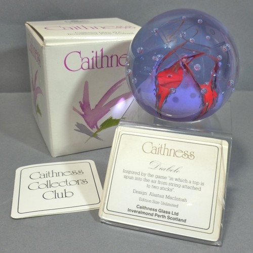 Caithness 'DIABOLO" paperweight Original Box Stand & Card 1993 MACINTOSH