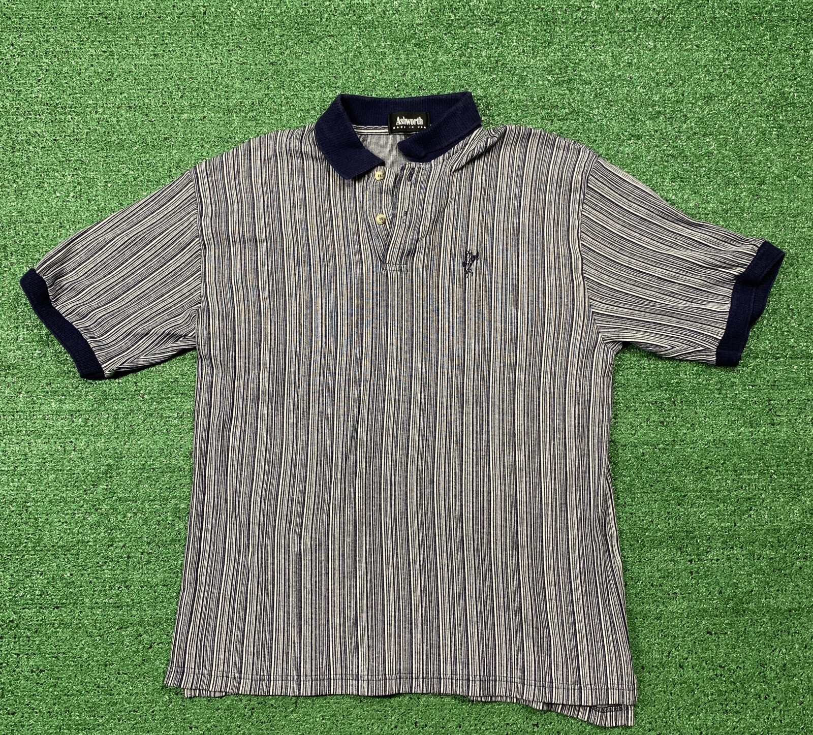 Vintage Ashworth Mens Golf Polo Shirt size Medium Blu… Gem