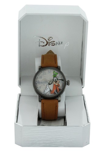 Estuche Disney Estilo Vintage Goofy Tono Negro Correa Marrón Claro Plata Manos Cuarzo - Imagen 4 de 4