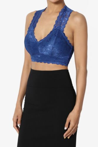 TheMogan S~3XL Racerback Floral Lace Lined Bralette Layering Bra Crop Tank Top - Picture 203 of 218