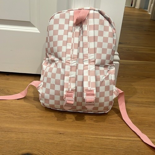 Pink and White Checkered Backpack by Jureny - Imagen 2 de 3