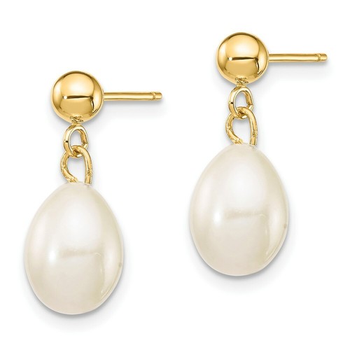 Real 14kt 7-8mm White FW Cultured Pearl Necklace and Bead Post Earring Set - Picture 3 of 6