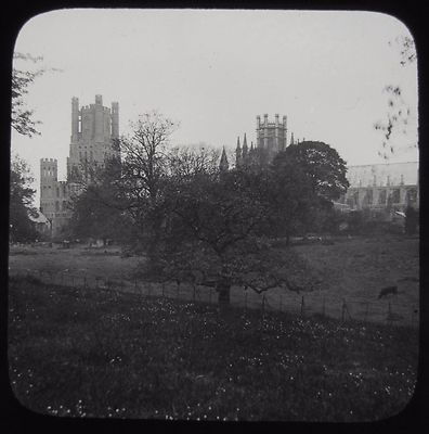 Glas Magic Laterne Dia ELY CATHEDRAL NO1 AUSSEN UM 1900 FOTO CAMBRIDGESHIRE 