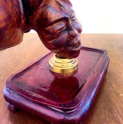 Wooden African Figurine Tribal Bust Woman's Head Figurine Hand Carved Juniper 3" - Picture 7 of 8