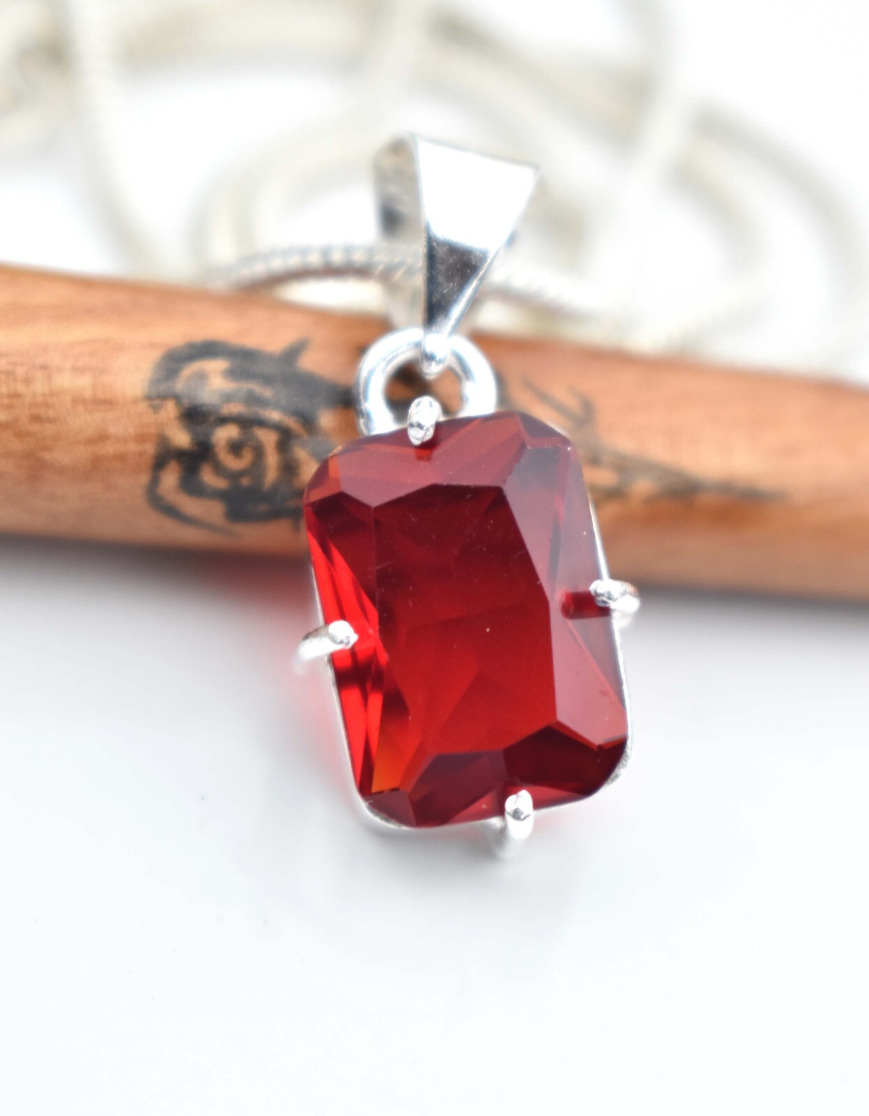 Mozambique Garnet  925 Sterling Silver Gemstone Handmade Gift Women Necklace-18