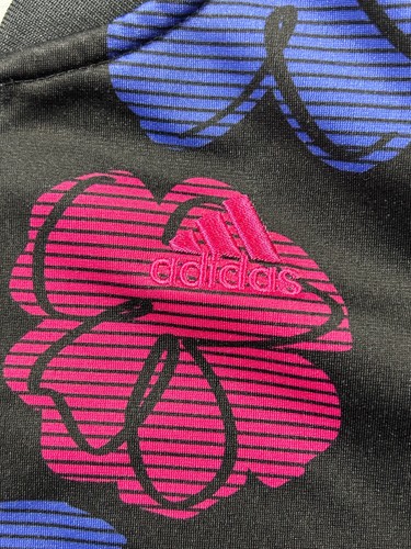 Adidas Track Jacket Girl's Black Floral Print Long Sleeve Zip-Up 100% Polyester - Picture 2 of 7