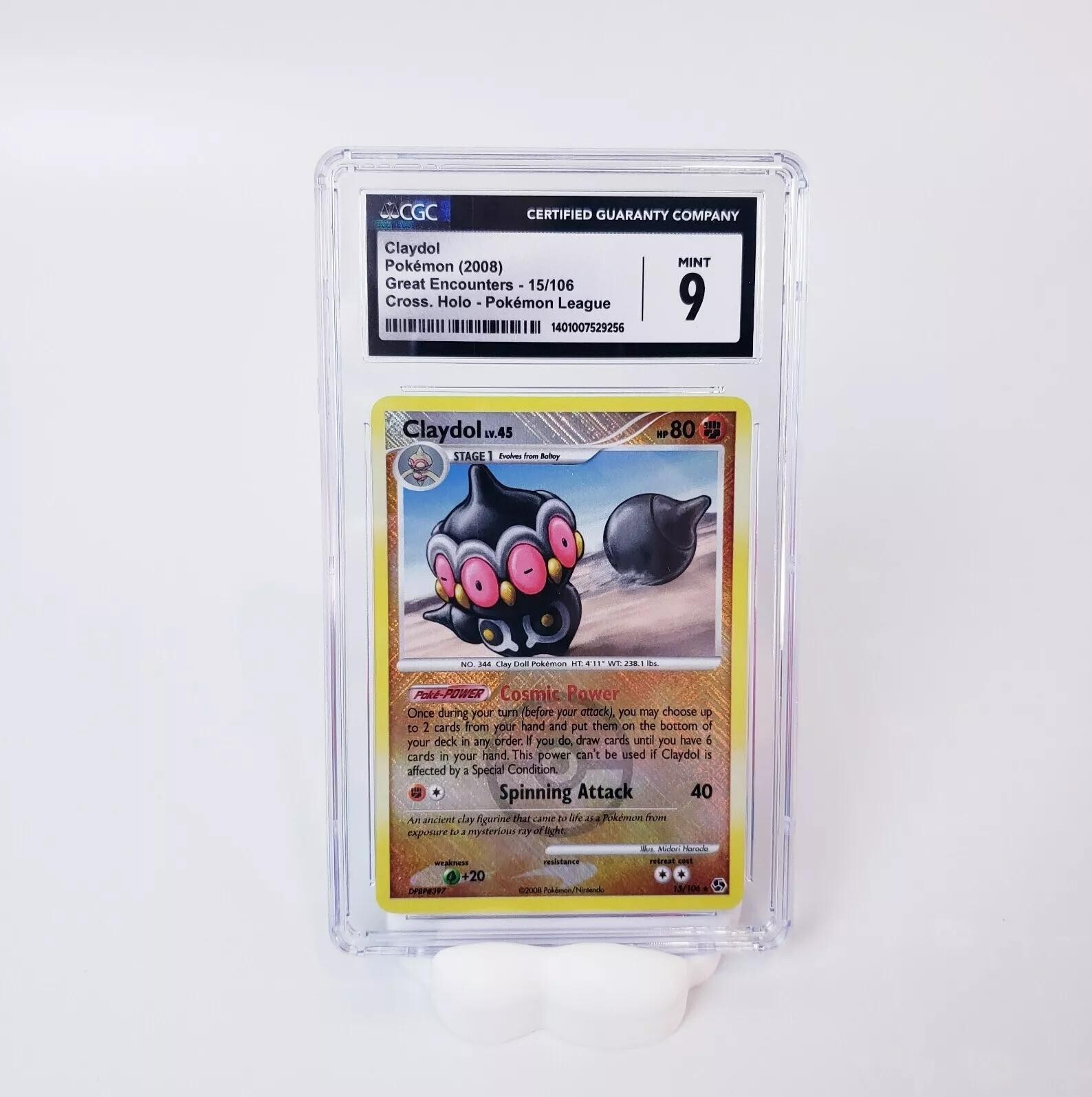 Pokemon CGC 9 Mint Great Encounters Claydol 15/106 Cross Holo League Card