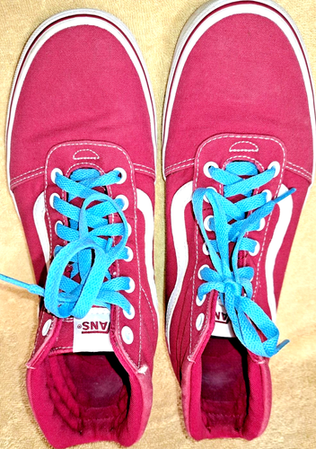 Zapatilla deportiva de skate de lona VANS para mujer talla 10 roja y blanca - Imagen 6 de 6