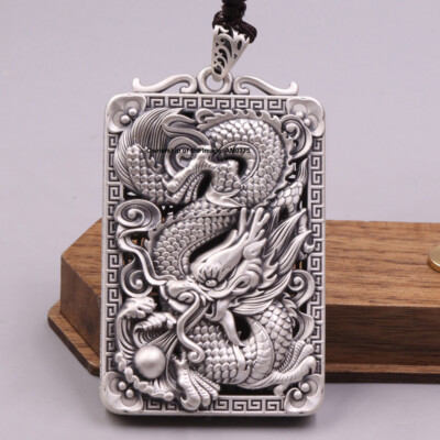 Reines 999 reines Silber Drache Anhänger aufwendiges Relief chinesischer Stil Schmuck Geschenk