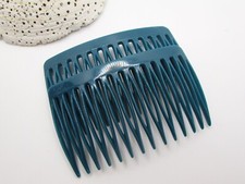 Vintage Teal Blue / Green Side Hair Comb Set- Plain Casual 1990s Accessory