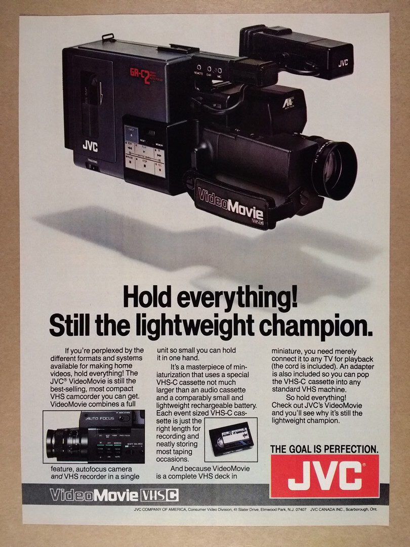 1986 JVC GR-C2 VideoMovie VHS-C Camcorder vintage print Ad | eBay