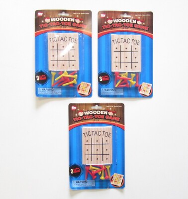 3 NEW WOODEN TIC TAC TOE GAMES  WOOD TRAVEL GAME KIDS CLASSIC TOY TIC-TAC-TOE