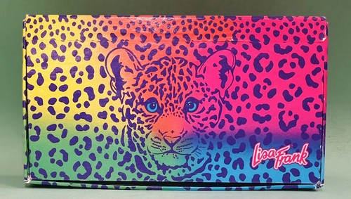 Vintage 1990 Lisa Frank Cheetah Rainbow Print Stationary Pencil Box 8" - Picture 1 of 8