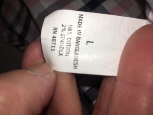 Falls Creek Stretch Men's Large Button Up Shirt Pink White Gray Checked Plaid - Picture 5 of 8