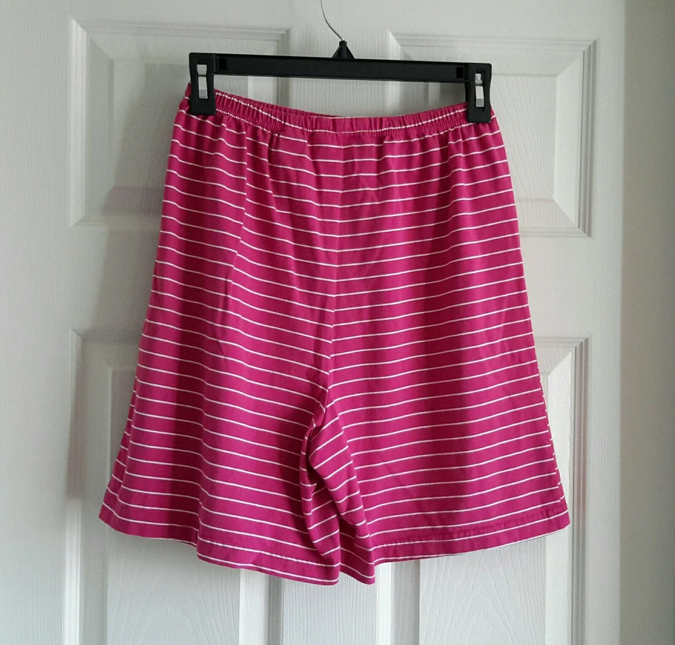 Womens Carolyn Taylor By Design Pink & White Elastic Waist Shorts Size Small EUC - Image 3 of 4