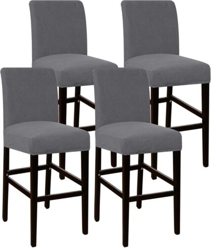 Transforming Slipcovers Set of 4 for Bar Stools - Water-Resistant Grey Covers - Picture 3 of 9
