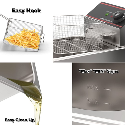 Commercial Deep Fryer Electric Griddle Single Double Grill Plate Frying - Picture 11 of 64