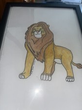 Framed Pencil Drawn Picture Of Mufasa