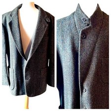 L.L. Bean Wool Thinsulate Herringbone Green Brown 3 Button Blazer - Large