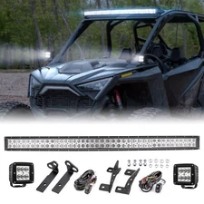 WEISEN Roof 42” LED Light Bar+A-Pillar Pods Mounts Wire For Polaris RZR Pro R/R4