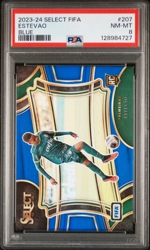 2023-24 PANINI SELECT FIFA BLUE SP ESTEVAO ROOKIE 🔥 PSA 8