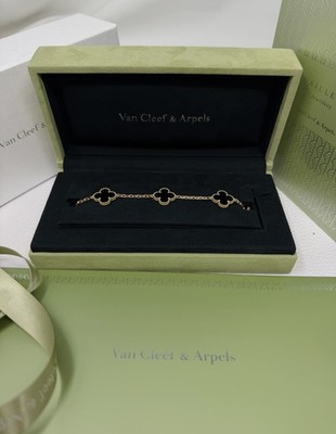 Van Cleef & Arpels Vintage Alhambra Bracelet 5 Motif Onyx Box & Papers 2026