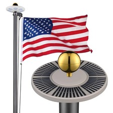Yescom 25Ft Sectional 13Gauge Aluminum Flag Pole Kit with 136 LED Solar Light