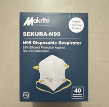 2x SEKURA N95  TC-84A-7638 Respirator Mask, NIOSH N95 Certified, M/L Size PK 40